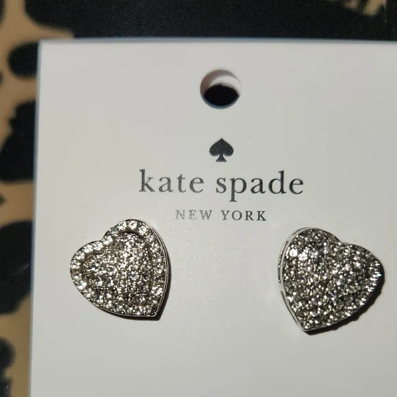 Kate Spade NWT Silver Heart Earrings - Picture 2 of 4
